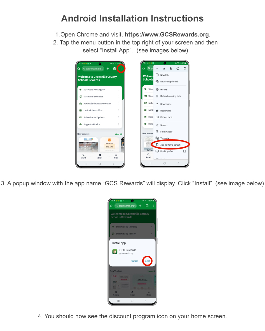 Android OS Installation Instructions